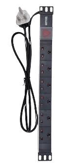DATACOM - 6 WAY 1U HORIZONTAL SWITCHED PDU-BLACK - DC-PDI-SHBLK-06