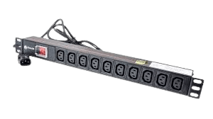 Avalon - 10 Way Horizontal PDU with 10 x C13 Sockets, 10A and 3 Mtr C14 Type Power Plug - AN10WPDUC13-10A-3M
