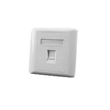METACOM Angular Faceplate 86mm x 86mm , UK style with Intergrated Shutter 1 x RJ45 module White (