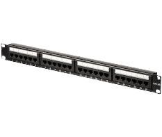 ExTell -CAT 6A 24 PCB Type Loaded Shielded Patch Panel, 1U - E6A24SL-PM-BK