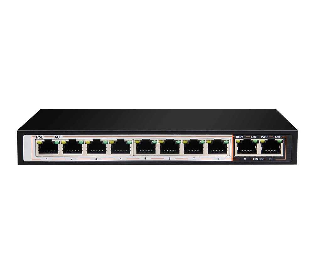 Dlink 10-port 10/100/1000Base-T Unmanaged Long Range 250m PoE+ Surveillance Switch with 8 PoE ports