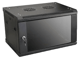 Opterna 6u single section wall mount cabinet, 600(W) X 500(D),including 2 Fans and 6 way universal socket PDU