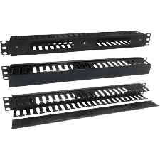 DATACOM - 1U 19" DUCT CABLE MANAGER WITH PLASTIC COVER-BLACK - DC-CMT19-1UBKPC